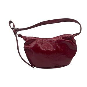 Zara Red Faux Leather Shoulder Bag Adjustable Strap Glossy Finish Modern Compact